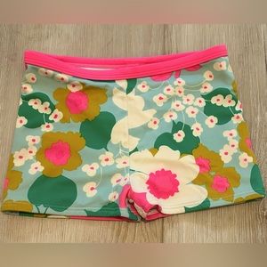 Mini Boden girls swim trunks. tropical pink flowers design. Gently used.Size5/6